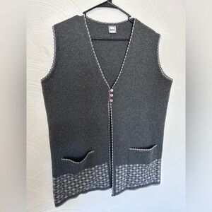 Belin Made In Turkey Women’s Size L Grey Wool Blend Sweater Vest